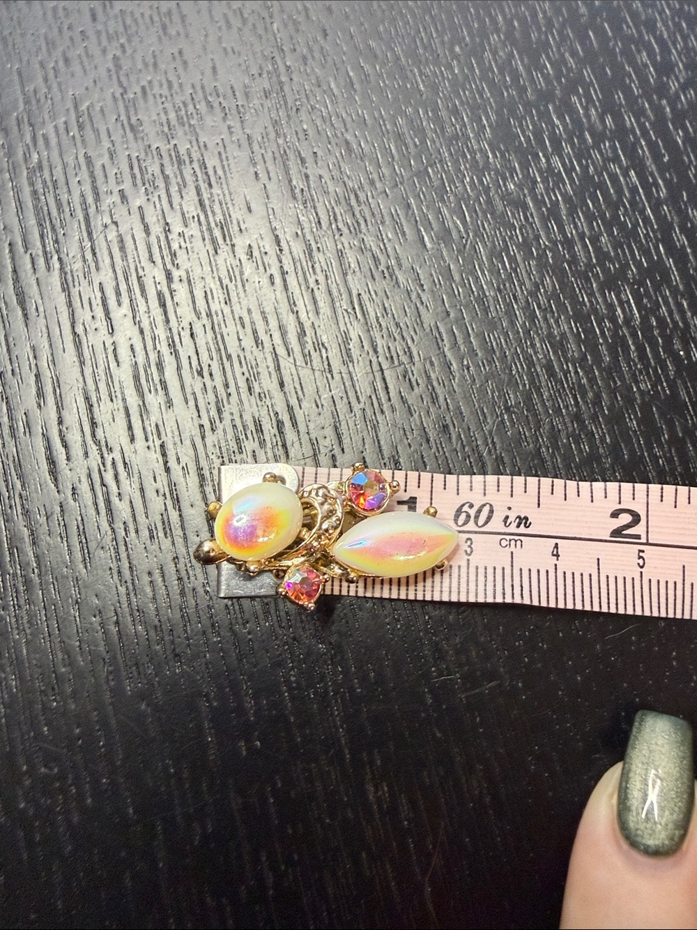 Vintage 1950s AB Opaline Glass Clip-On Earrings - Picture 5 of 5